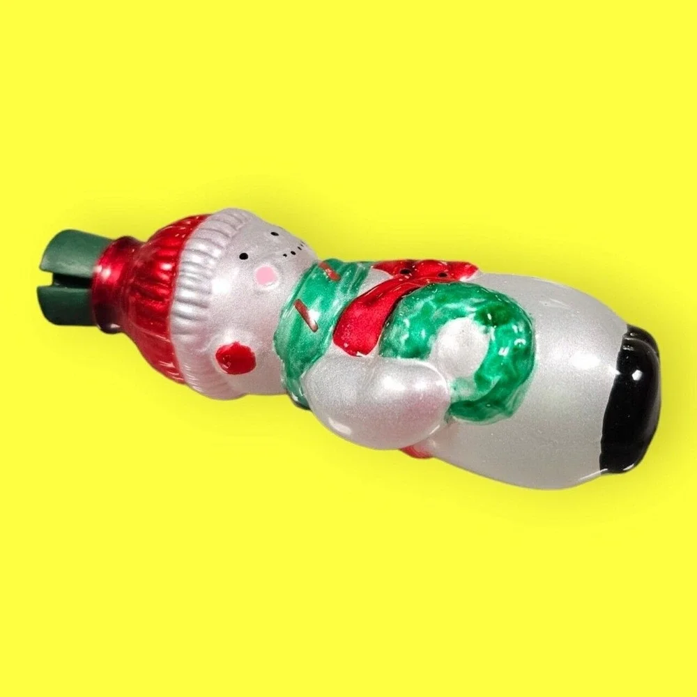 Vintage Avon Glass Light Cover SNOWMAN Miniature Lights Ornament in Original Box